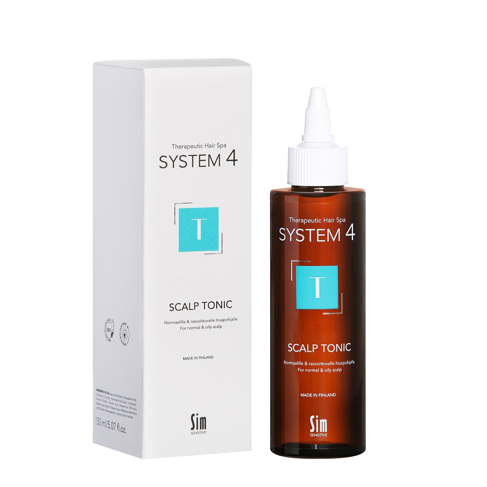 Tratament pentru par si scalp cu tendinta de ingrasare si matreata Scalp Tonic System 4, 150 ml, Sim Sensitive