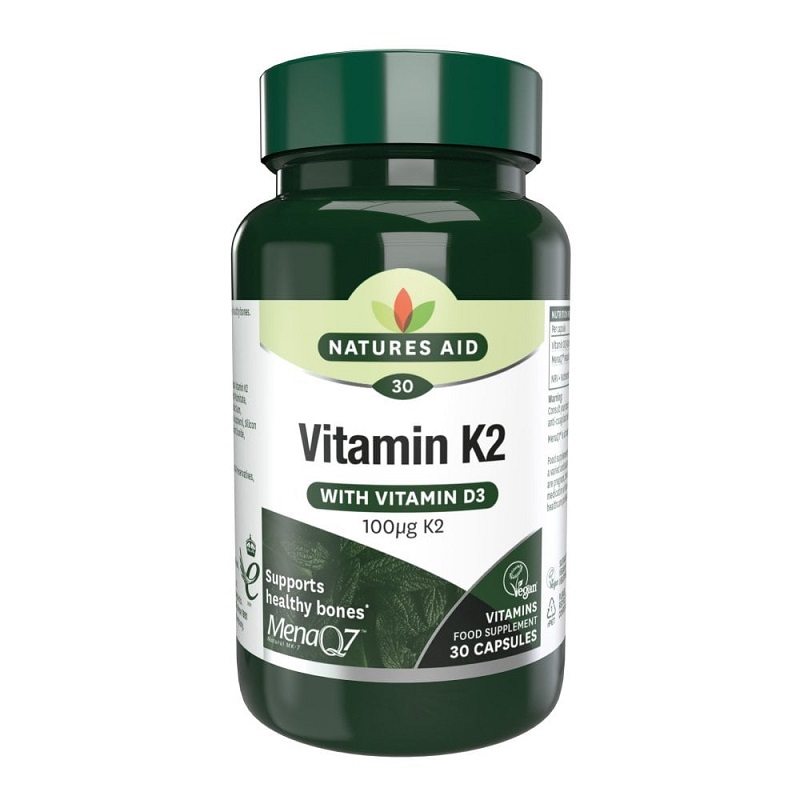 Vitamina K2 (MenaQ7) cu vitamina D3, 30 capsule, Natures Aid