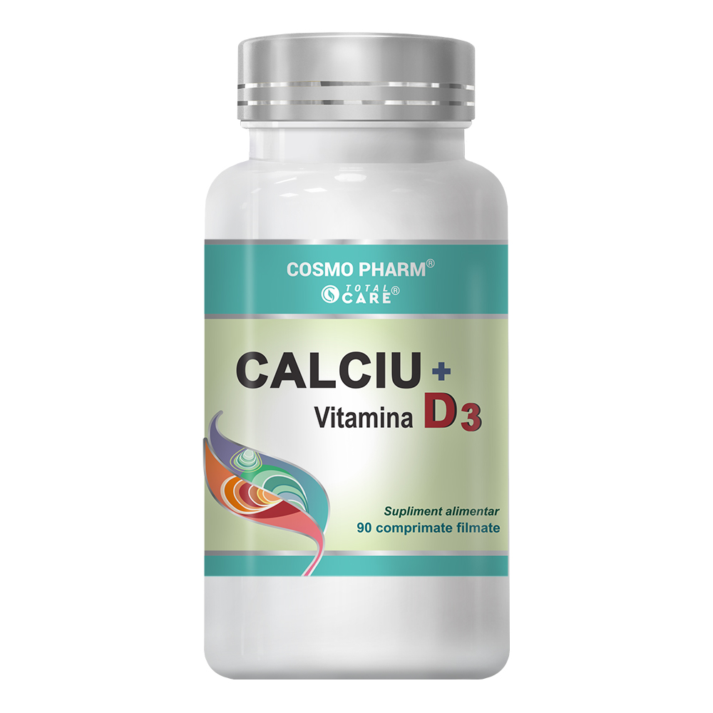 Calciu + Vitamina D3, 90 comprimate filmate, Cosmopharm