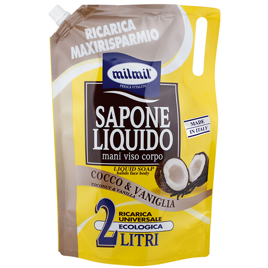 Rezerva sapun lichid cu cocos si vanilie, 2000 ml, Milmil