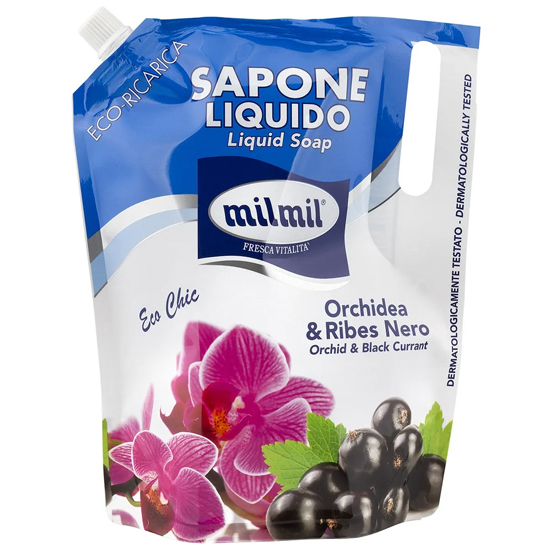 Rezerva sapun lichid cu orhidee si coacaze negre, 900 ml, Milmil