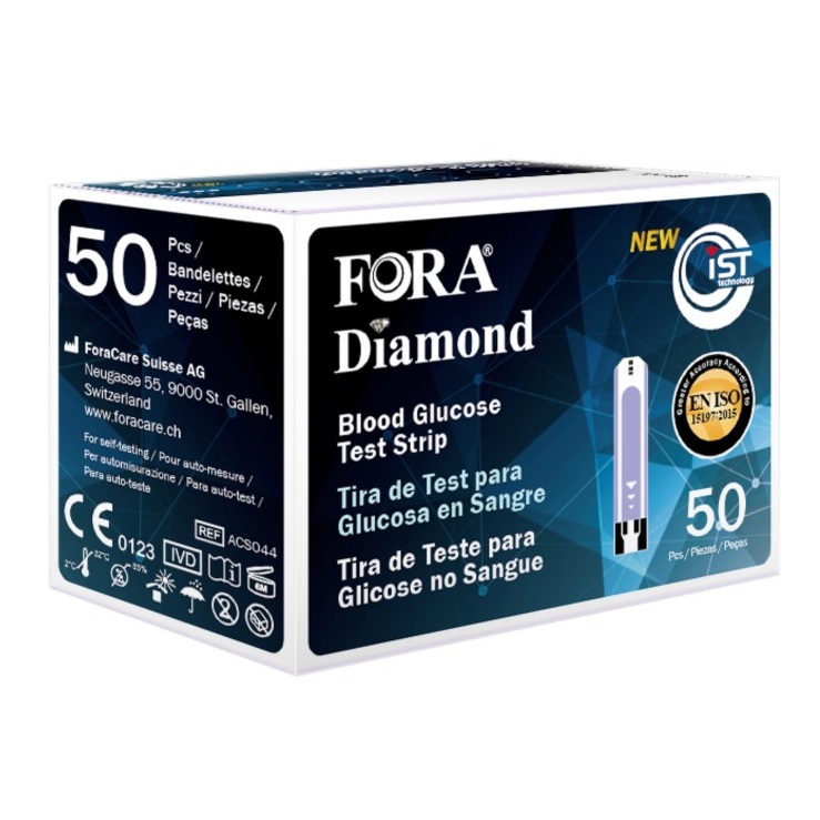 Teste pentru masurarea glicemiei Fora Diamond, 50 bucati, ForaCare Suisse