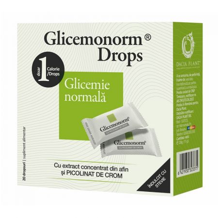 Glicemonorm Drops, 20 bucati - Dacia Plant