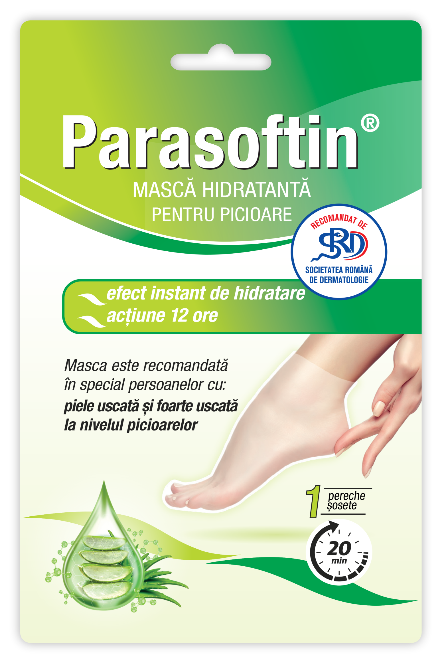 Masca hidratanta pentru picioare Parasoftin, 1 pereche, Zdrovit
