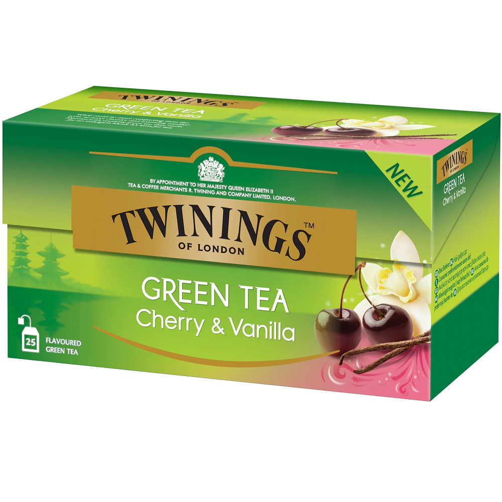 Ceai verde cu aroma de cirese si vanilie, 25 plicuri x 2 g, Twinings