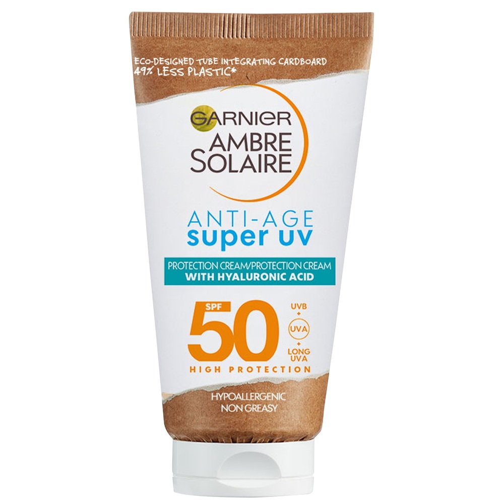 Crema de fata antirid cu protectie solara SPF 50 Super UV Ambre Solaire, 50 ml, Garnier