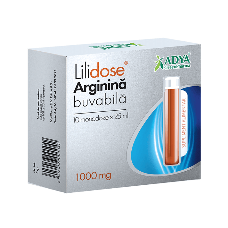 Arginina Buvabila 1000 mg Lilidose, 10 monodoze x 25 ml, Adya Green Pharma