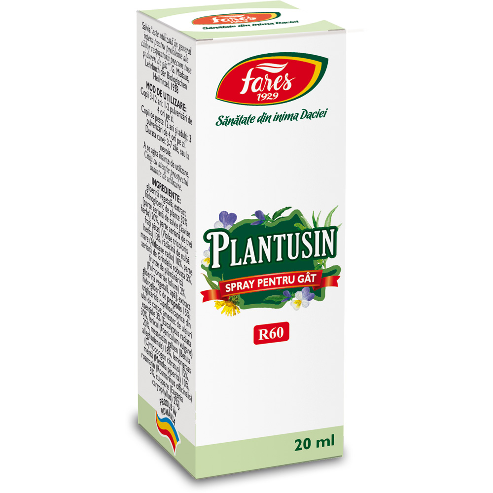 Spray pentru gat Plantusin, 20 ml, Fares