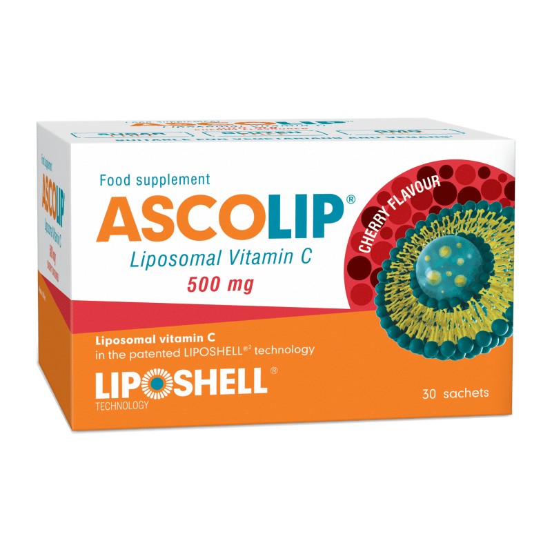 Vitamina C Lipozomala cu aroma de cirese, 500 mg, 30 plicuri, Liposhell