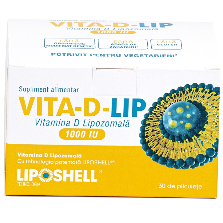 Vitamina D Lipozomala, 1000UI, 30 plicuri, Liposhell