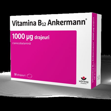 Vitamina B12 Ankermann, 1000 μg, 50 drajeuri, Worwag Pharm