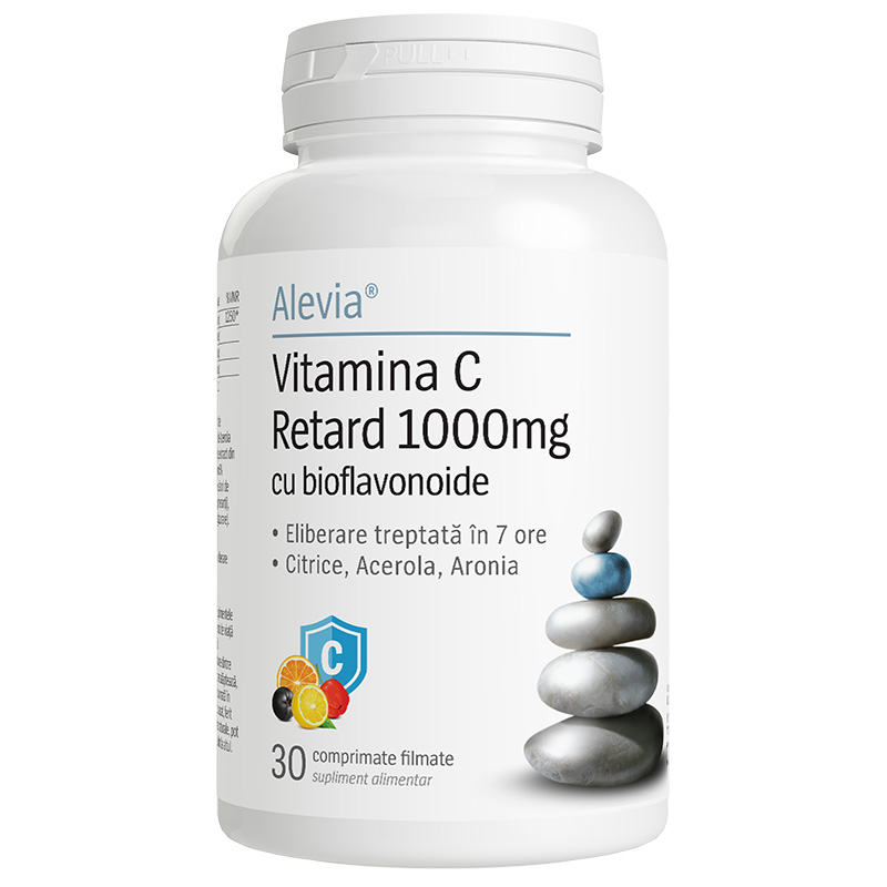 Vitamina C Retard cu bioflavonoide, 1000 mg, 30 capsule, Alevia