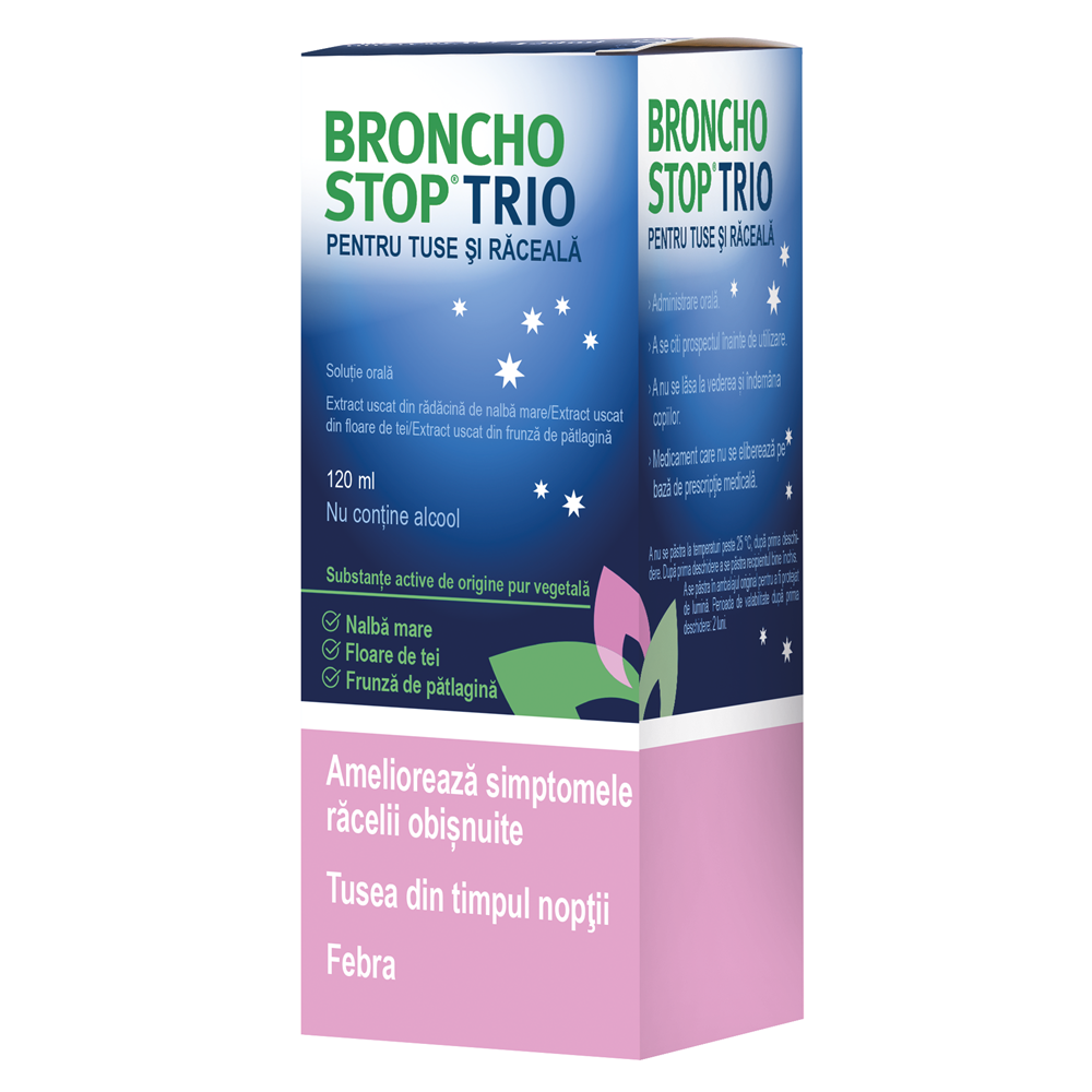 Bronchostop Trio pentru tuse şi răceală soluție orală, 120 ml, Kwizda Pharma