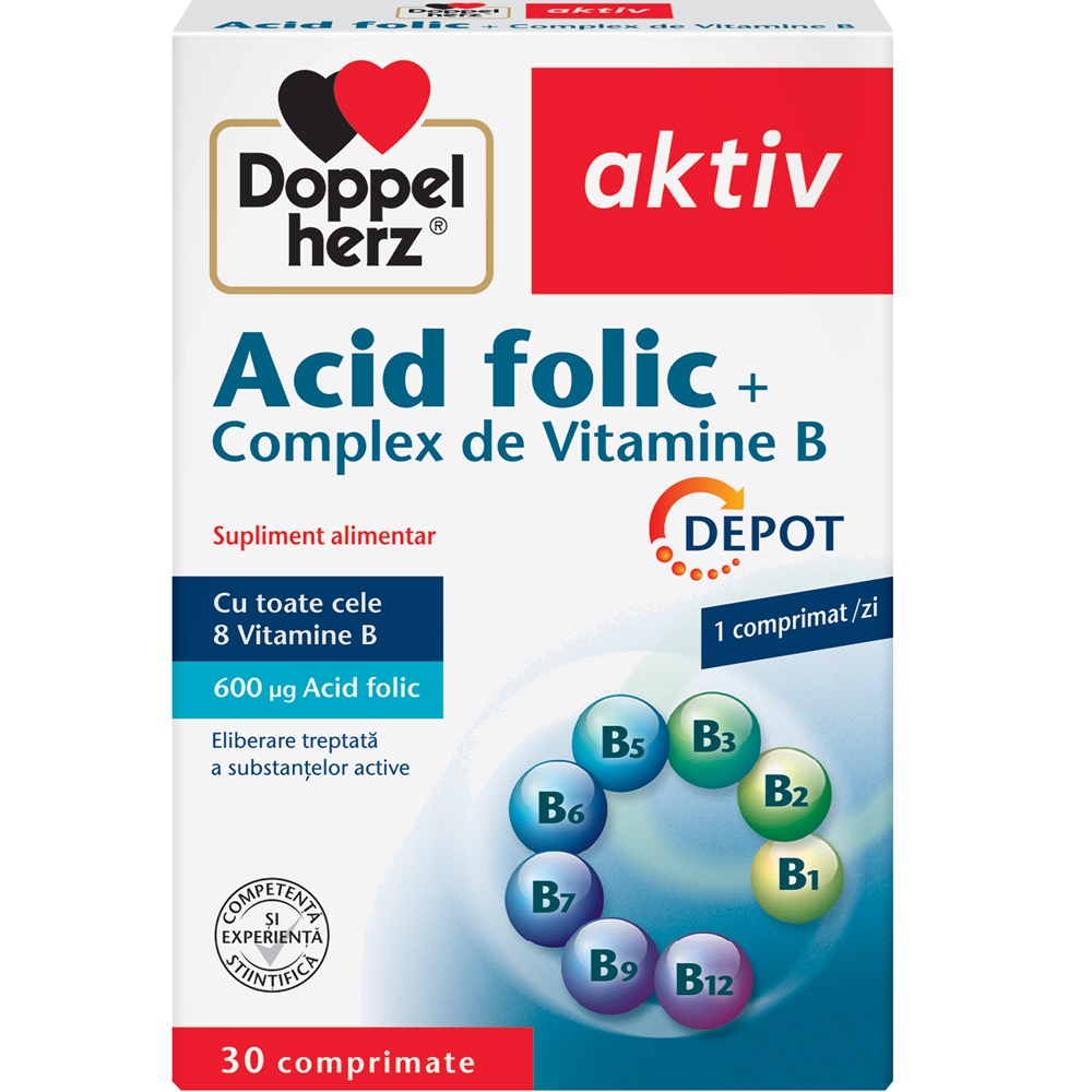 Acid folic + complex de vitamina B, 30 comprimate, Doppelherz