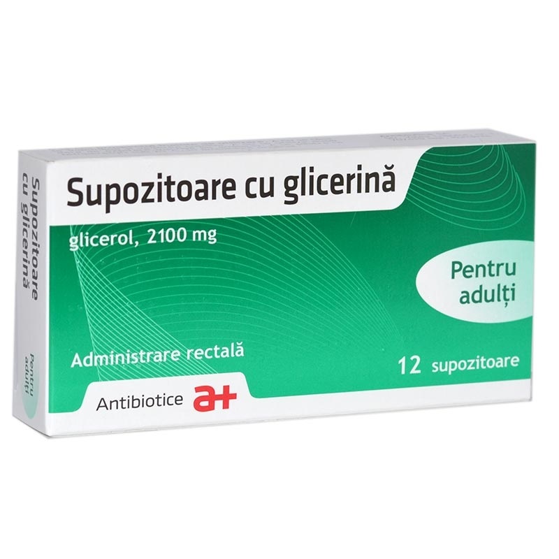 Supozitoare cu glicerina adulti, 2100 mg, 12 supozitoare, Antibiotice SA, Antibiotice SA