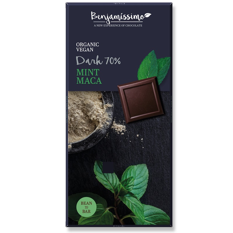 Ciocolata Bio cu menta si maca, 70 gr, Benjamissimo