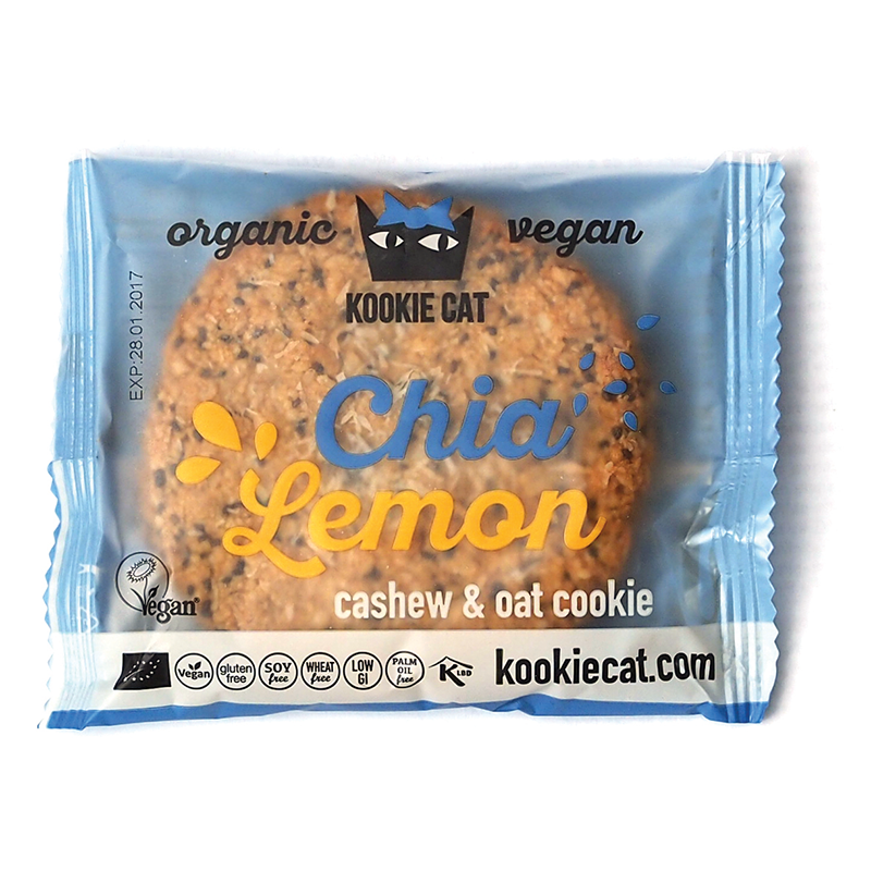 Biscuite Bio cu chia si lamaie fara gluten, 50 g, Kookie Cat