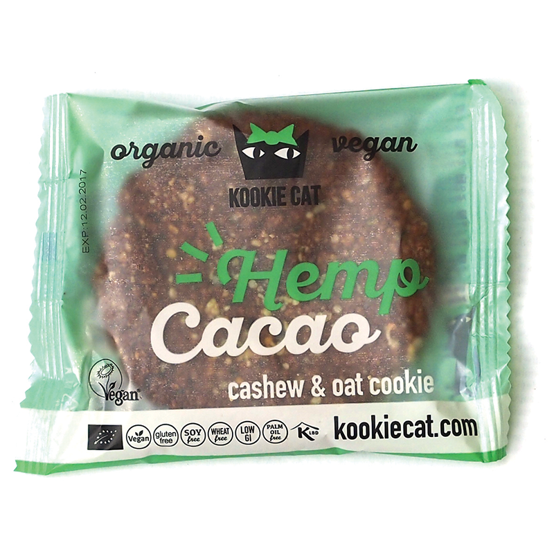 Biscuite bio fara gluten cu seminte de canepa si cacao, 50 g, Kookie Cat