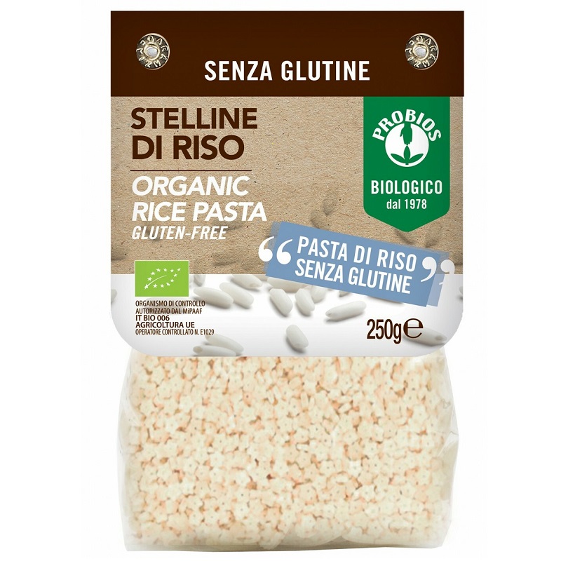 Paste stellini Bio din orez fara gluten, 250 g, Probios