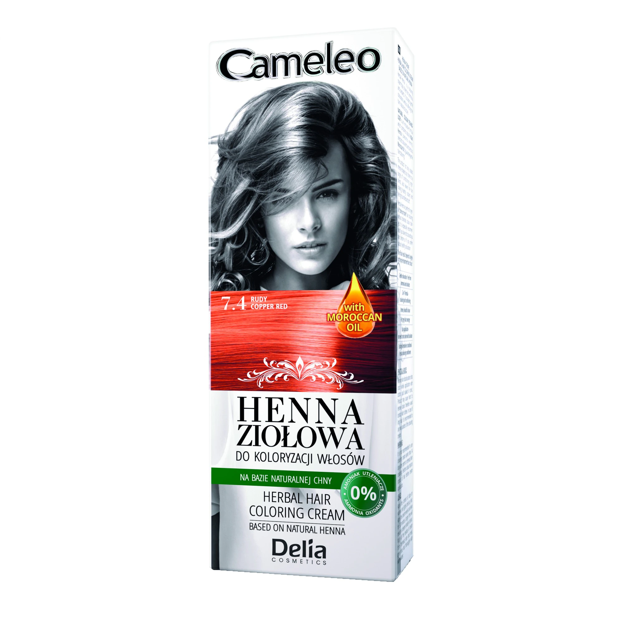 Vopsea de par Cameleo Henna, 7.4 Copper Red, 75 g, Delia Cosmetics