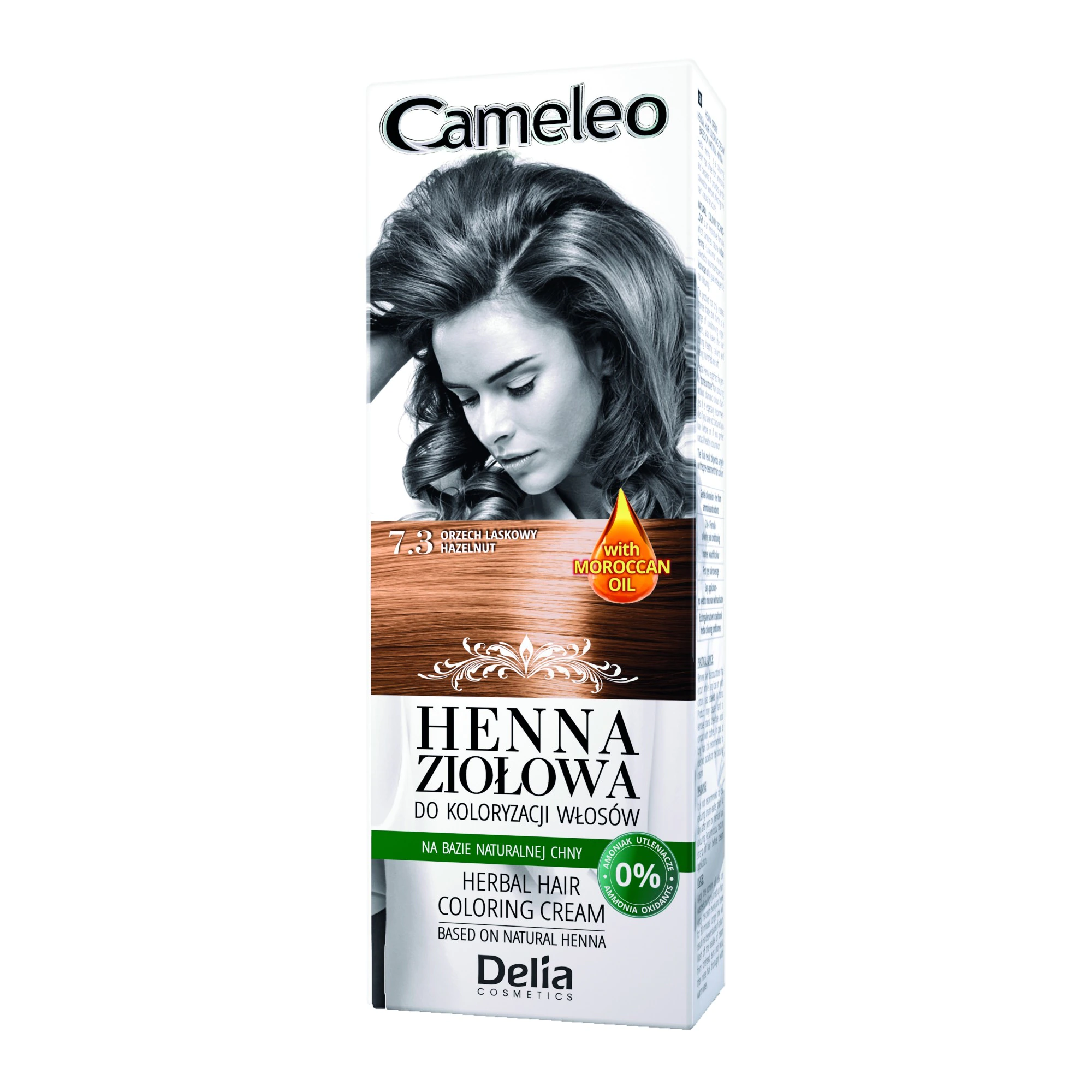 Vopsea de par Cameleo Henna, 7.3 Hazelnut, 75 g, Delia Cosmetics
