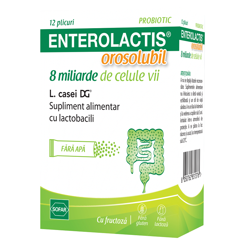 Enterolactis orosolubil, 12 plicuri, Sofar