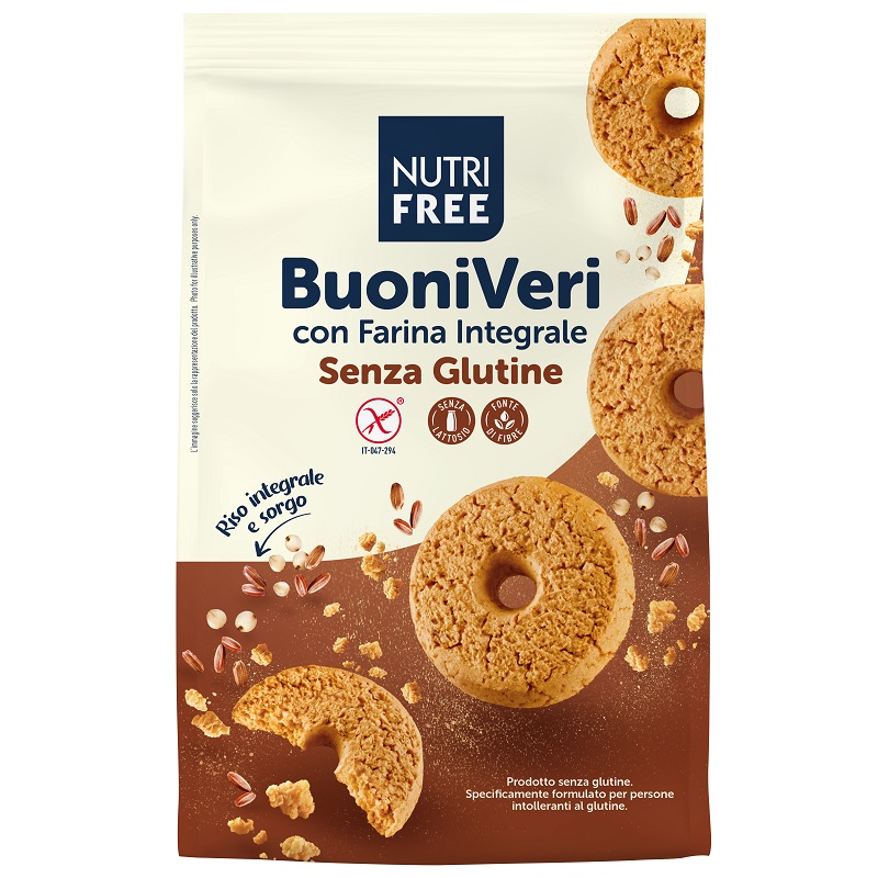 Biscuiti fara gluten din faina integrala BuoniVeri, 250 g, Nutrifree