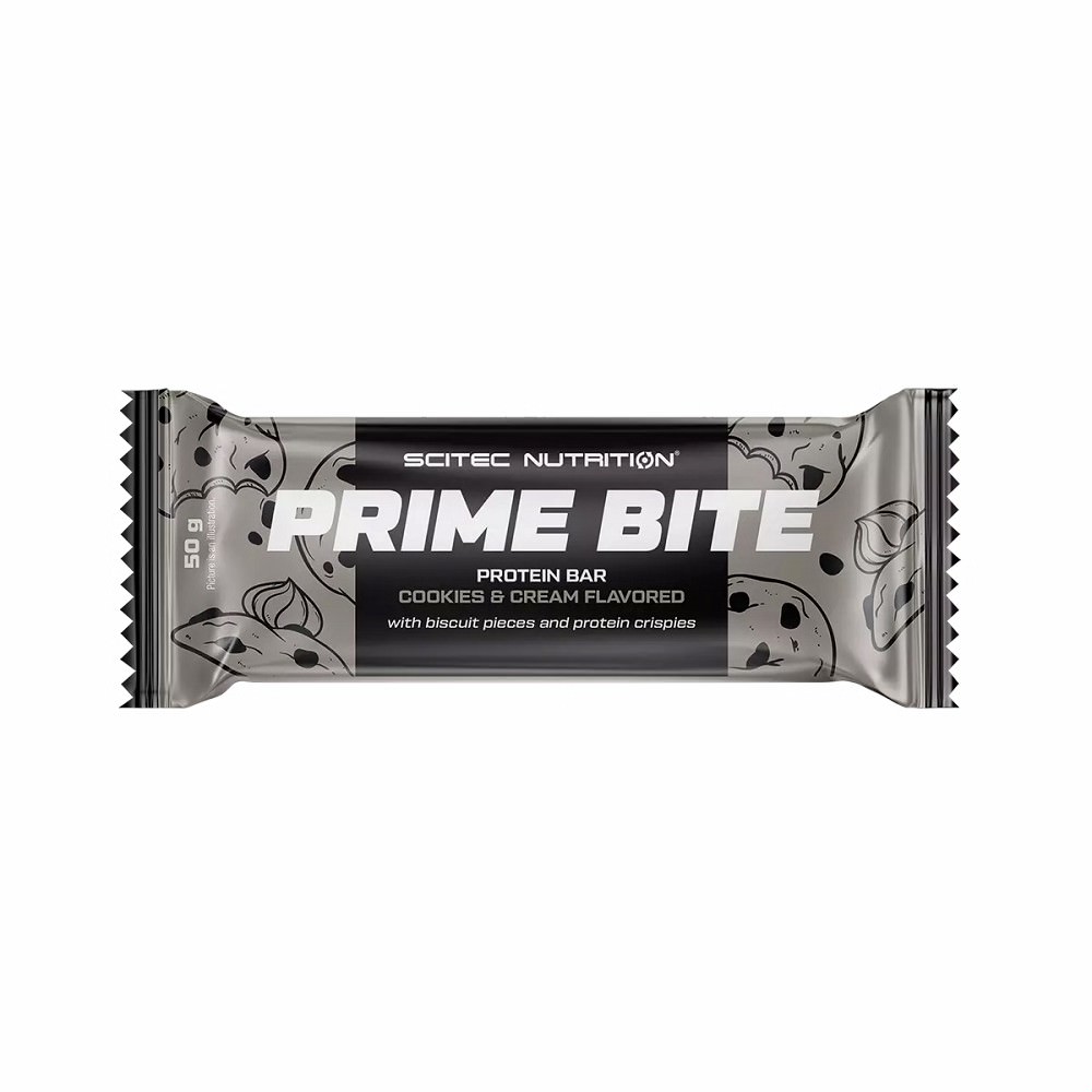 Baton proteic Prime Bite, Cookies cream, 50 g, Scitec Nutrition