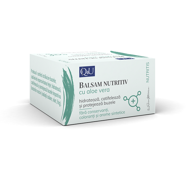 Balsam nutritiv pentru ingrijirea buzelor Aloe Vera Q4U, 6 g, Tis Farmaceutic