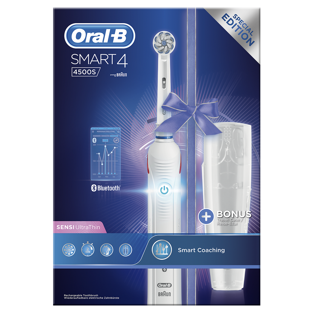 Periuta de dinti electrica Smart 4 4500 Series Sensi Ultrathin, 1 bucata, Oral-B