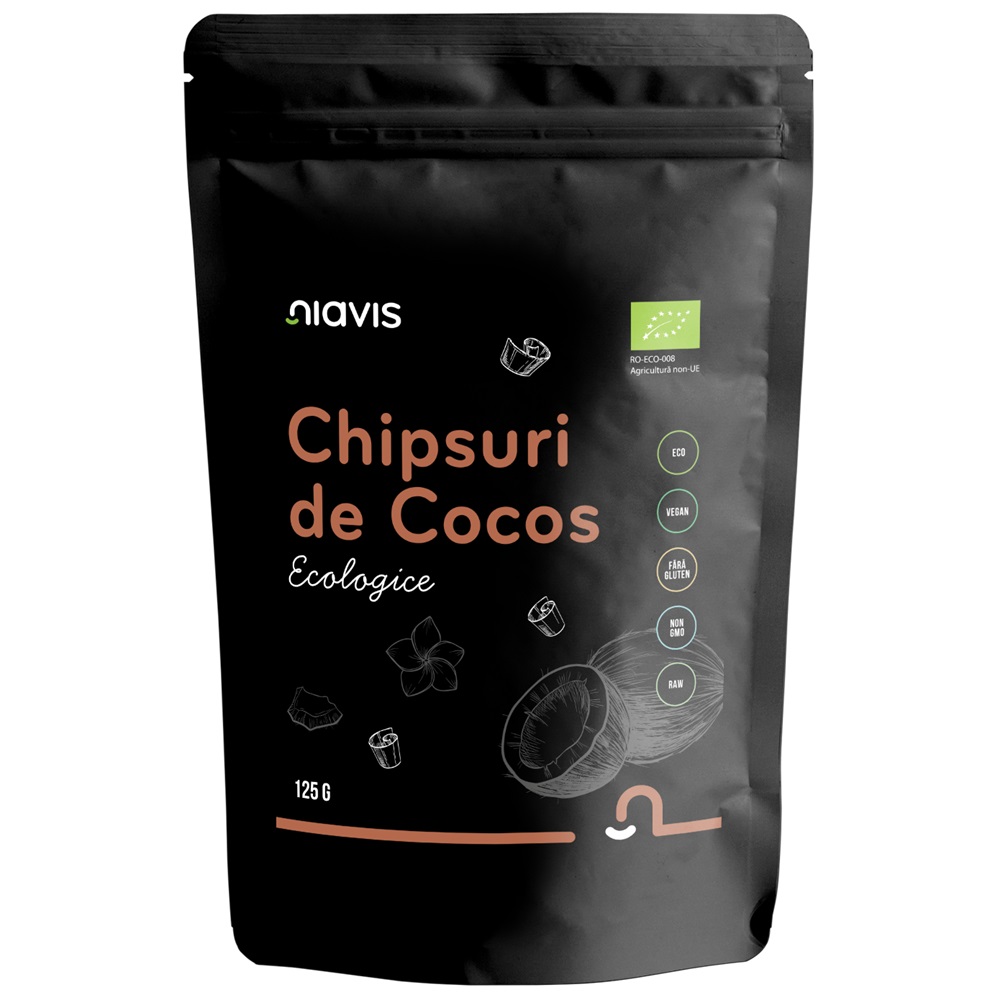Chipsuri Eco de cocos raw, 125 g, Niavis