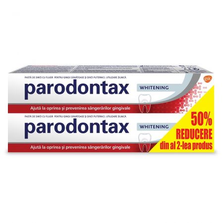 Pachet Pastă de dinți Whitening Parodontax, 75 ml + 75 ml, Gsk