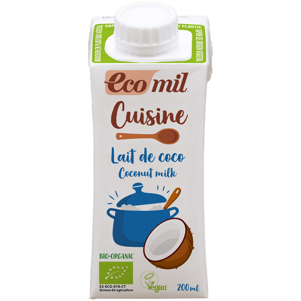 Crema vegetala de cocos pentru gatit, 200 ml, Ecomil