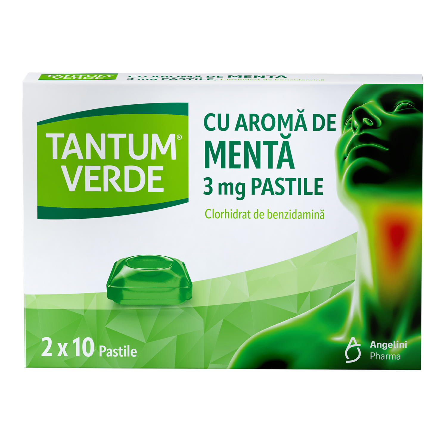 Tantum Verde cu aroma de menta, 3 mg, 20 pastile, Angelini