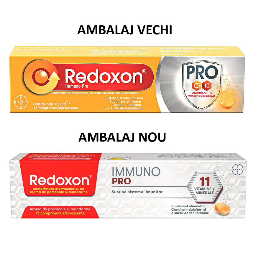 Redoxon Immuno Pro, 1000 mg, 15 comprimate efervescente, Bayer