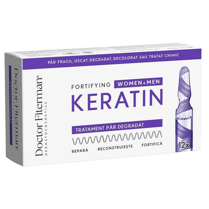 Tratament pentru par fragil Fortifying Keratin, 12 fiole x 10 ml, Fiterman