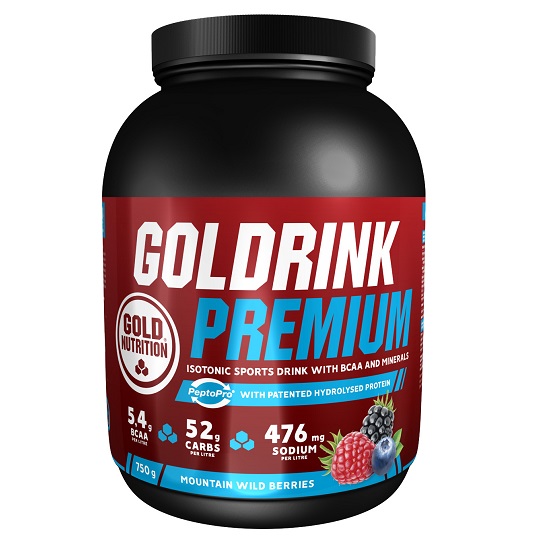 Goldrink Premium + BCAA, fructe de padure, 750 g, Gold Nutrition