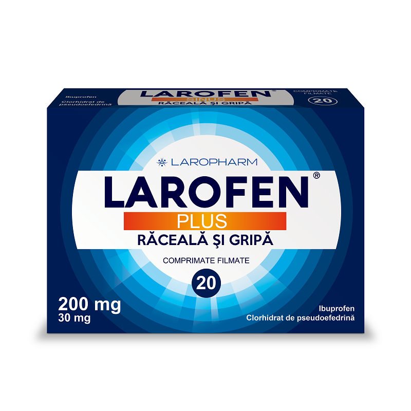Larofen Plus raceala si gripa, 200 mg/30 mg, 20 comprimate filmate, Laropharm