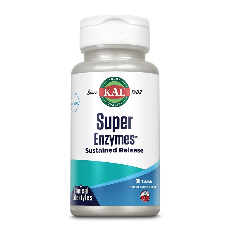 Super Enzymes Kal, 30 tablete cu eliberare prelungita (bi-layer)