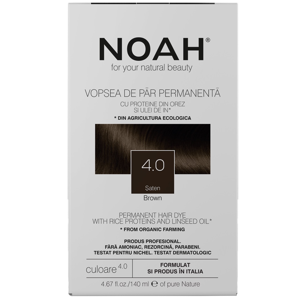 Vopsea de par naturala, Saten, 4.0, 140 ml, Noah