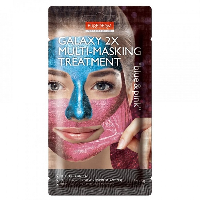 Masca pentru fata Galaxy 2x Multi-Masking Treatment Blue & Pink, 6 g + 6 g, Purederm 