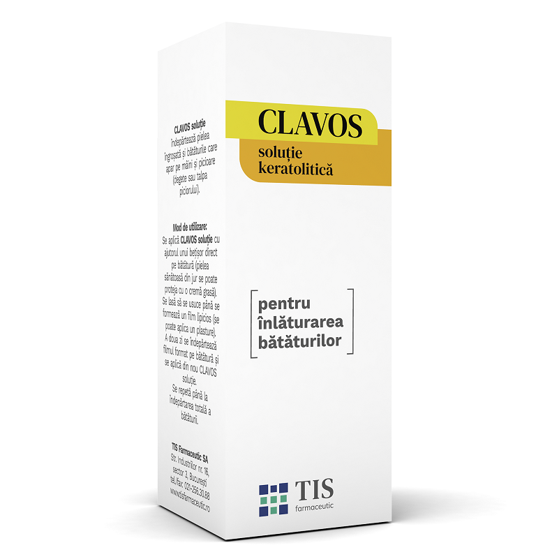Solutie keratolitica Clavos pentru indepartarea bataturilor, 10 ml, Tis Farmaceutic