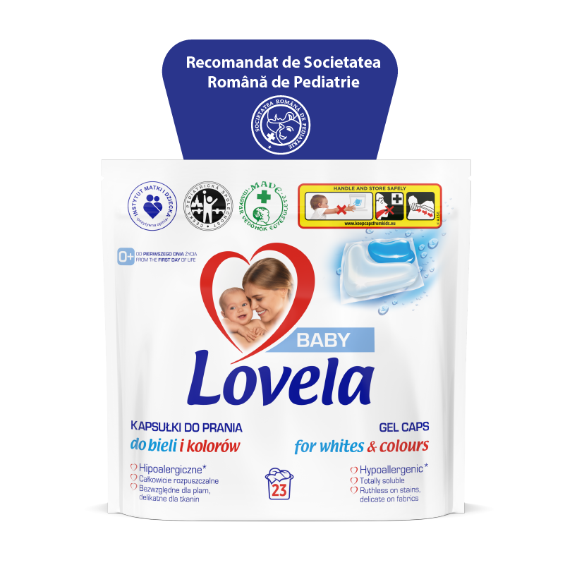 Detergent capsule pentru rufe albe & colorate, 23 capsule, Lovela Baby
