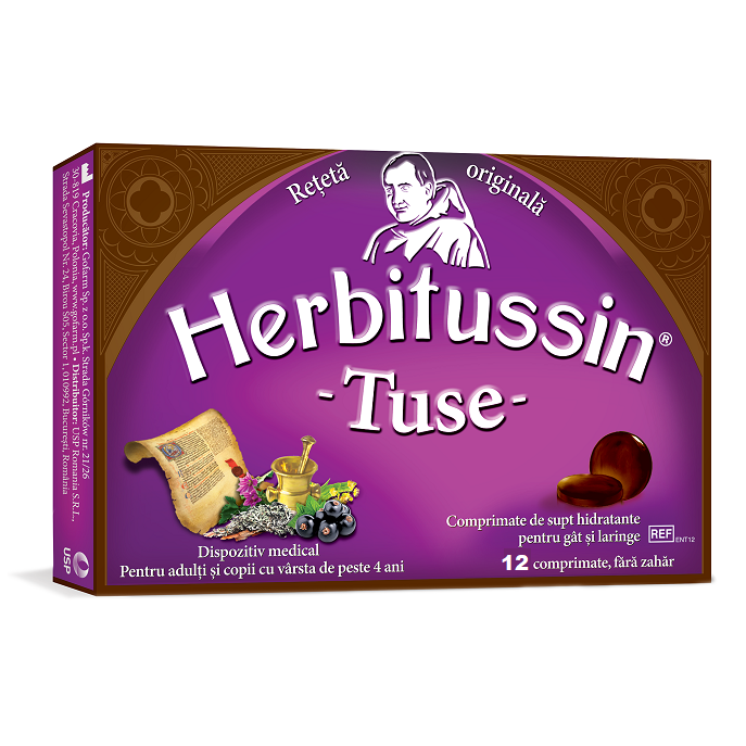Herbitussin Tuse, 12 comprimate, USP Romania