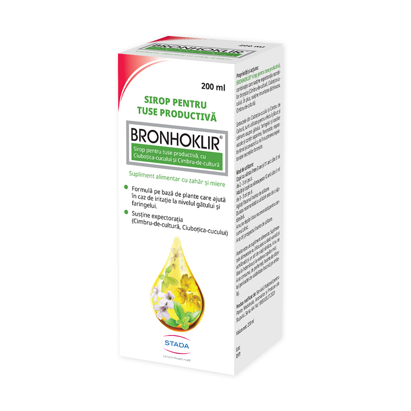 Sirop tuse productiva Bronhoklir, 200 ml, Stada