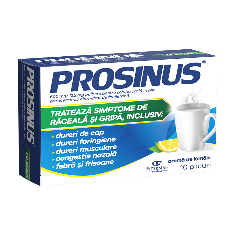 Prosinus 600 mg/12,2 mg pulbere pentru solutie orala, 10 plicuri, Fiterman Pharma