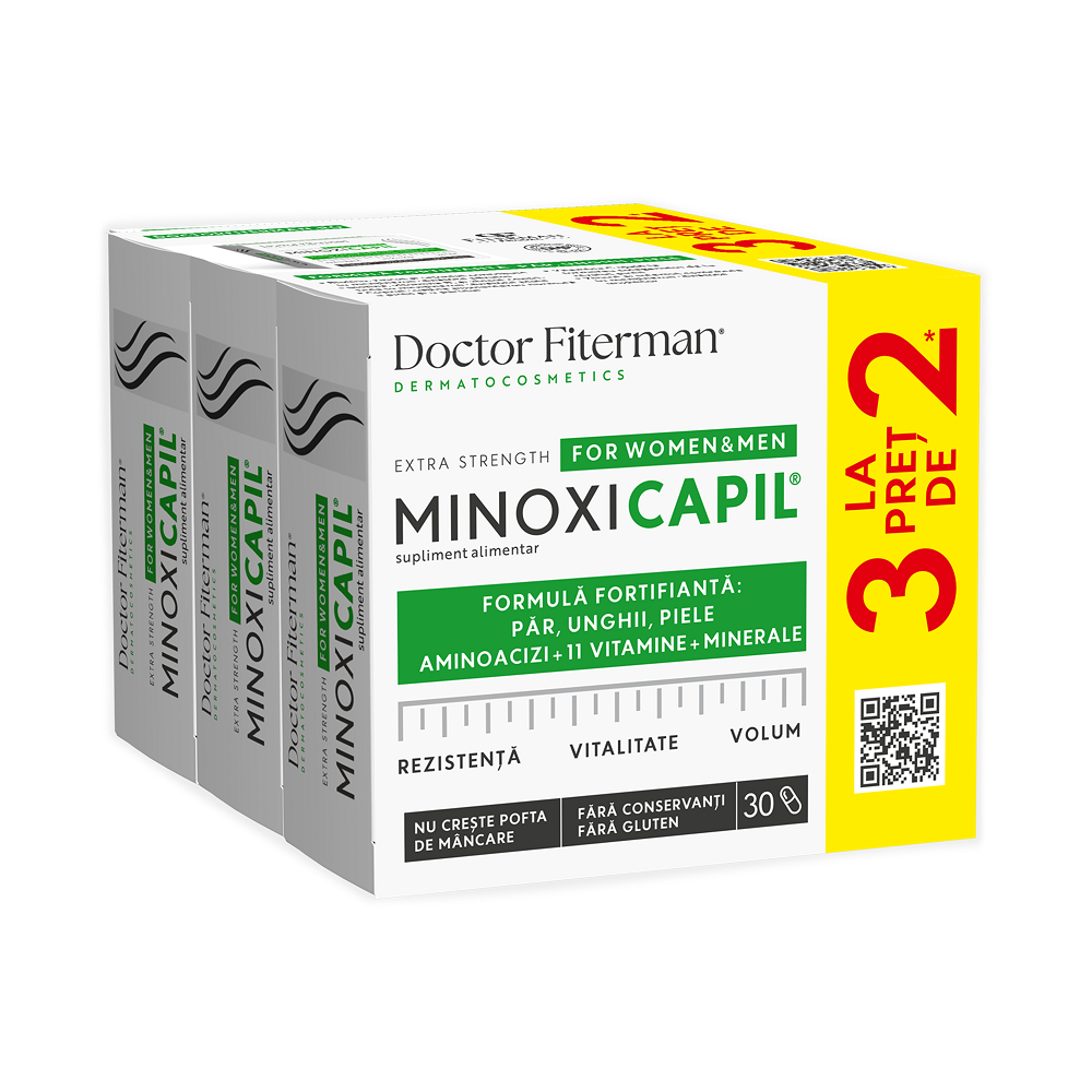 Pachet Minoxicapil, 3 x 30 capsule, Doctor Fiterman