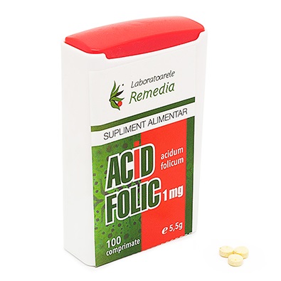 Acid Folic, 1 mg, 100 comprimate, Remedia