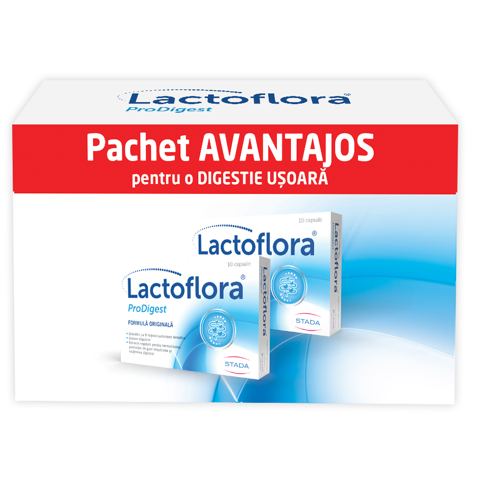 Pachet Lactoflora Prodigest, 2 x 10 capsule, Stada