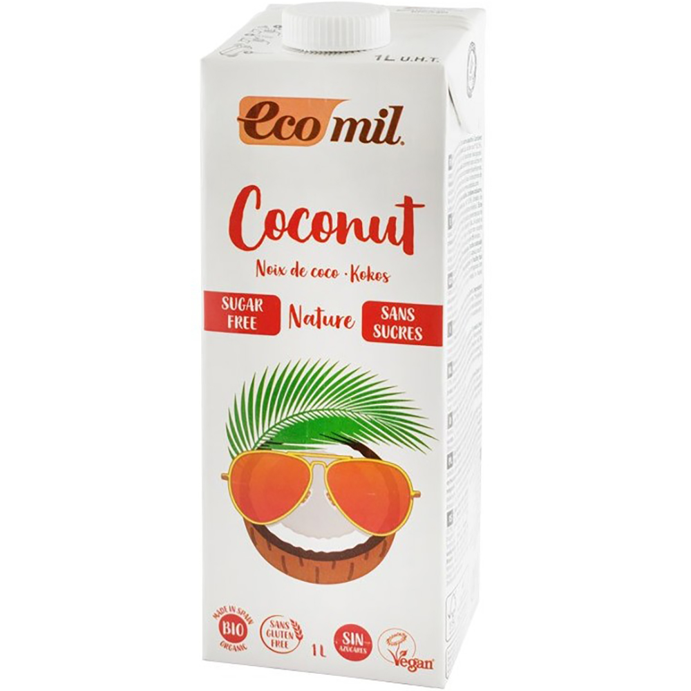 Bautura bio de cocos neindulcita, 1 l, Ecomil